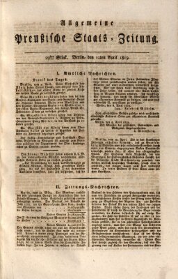 Allgemeine preußische Staats-Zeitung Samstag 10. April 1819