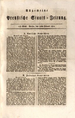 Allgemeine preußische Staats-Zeitung Samstag 19. Februar 1820