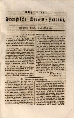 Allgemeine preußische Staats-Zeitung Dienstag 4. April 1820