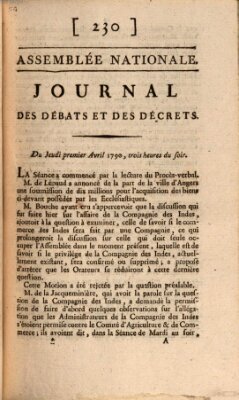 Journal des débats et des décrets Donnerstag 1. April 1790