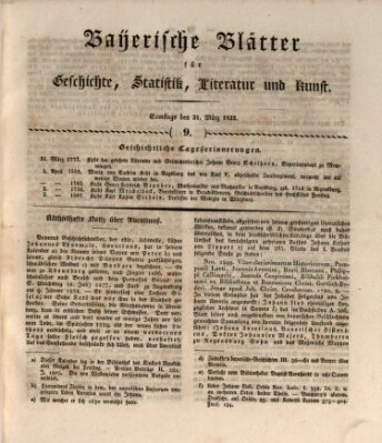 Bayerische Blätter für Geschichte, Statistik, Literatur und Kunst (Bayerische Blätter) Samstag 31. März 1832