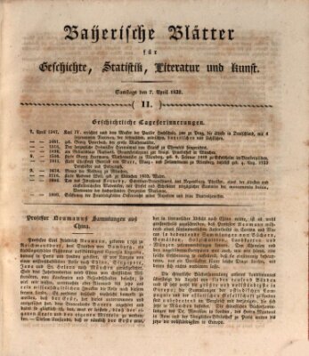 Bayerische Blätter für Geschichte, Statistik, Literatur und Kunst (Bayerische Blätter)