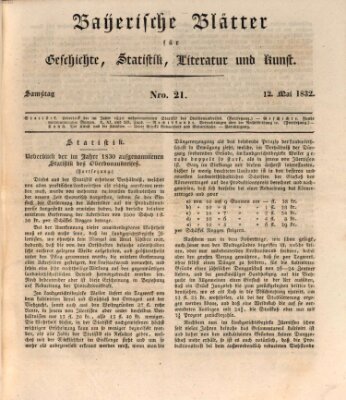 Bayerische Blätter für Geschichte, Statistik, Literatur und Kunst (Bayerische Blätter) Samstag 12. Mai 1832