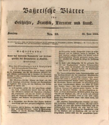 Bayerische Blätter für Geschichte, Statistik, Literatur und Kunst (Bayerische Blätter) Samstag 23. Juni 1832