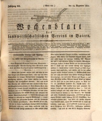 Wochenblatt des Landwirtschaftlichen Vereins in Bayern Dienstag 18. Dezember 1821