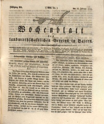 Wochenblatt des Landwirtschaftlichen Vereins in Bayern Dienstag 26. Februar 1822
