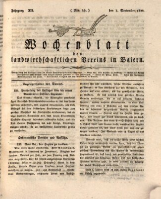 Wochenblatt des Landwirtschaftlichen Vereins in Bayern Dienstag 3. September 1822
