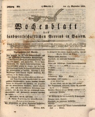 Wochenblatt des Landwirtschaftlichen Vereins in Bayern Dienstag 17. September 1822