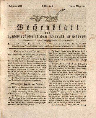 Wochenblatt des Landwirtschaftlichen Vereins in Bayern Dienstag 6. März 1827