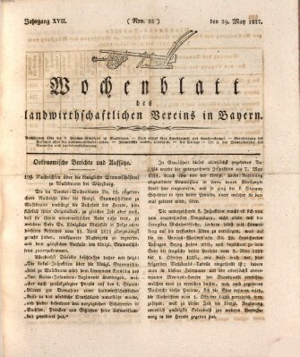 Wochenblatt des Landwirtschaftlichen Vereins in Bayern Dienstag 29. Mai 1827