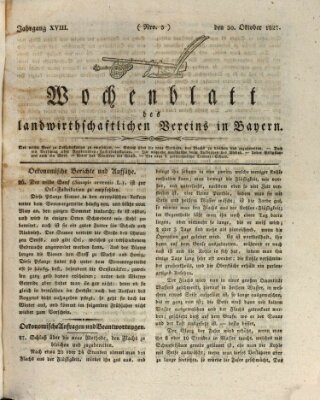 Wochenblatt des Landwirtschaftlichen Vereins in Bayern Dienstag 30. Oktober 1827