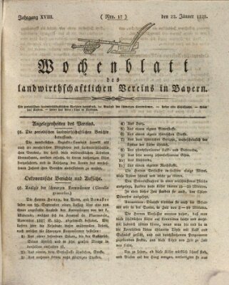 Wochenblatt des Landwirtschaftlichen Vereins in Bayern Dienstag 22. Januar 1828
