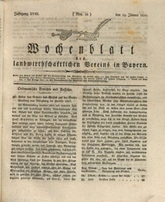 Wochenblatt des Landwirtschaftlichen Vereins in Bayern Dienstag 29. Januar 1828