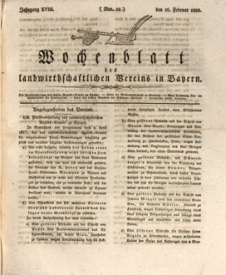 Wochenblatt des Landwirtschaftlichen Vereins in Bayern Dienstag 26. Februar 1828