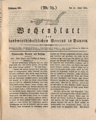 Wochenblatt des Landwirtschaftlichen Vereins in Bayern Dienstag 28. Juni 1831