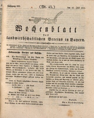 Wochenblatt des Landwirtschaftlichen Vereins in Bayern Dienstag 26. Juli 1831