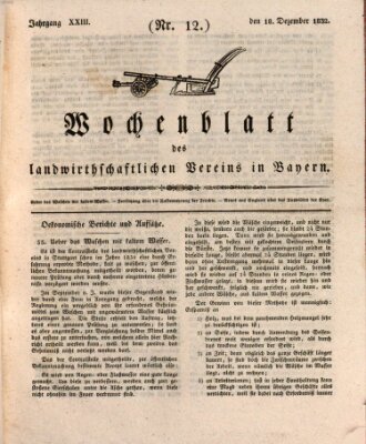 Wochenblatt des Landwirtschaftlichen Vereins in Bayern Dienstag 18. Dezember 1832