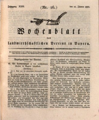 Wochenblatt des Landwirtschaftlichen Vereins in Bayern Dienstag 15. Januar 1833