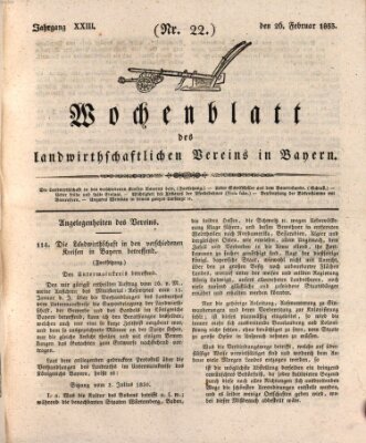 Wochenblatt des Landwirtschaftlichen Vereins in Bayern Dienstag 26. Februar 1833