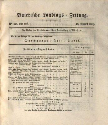 Baierische Landtags-Zeitung Montag 16. August 1819