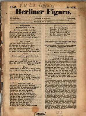 Der Berliner Figaro Mittwoch 4. Oktober 1843