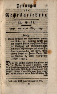 Zeitungen für Rechtsgelehrte Dienstag 24. März 1789