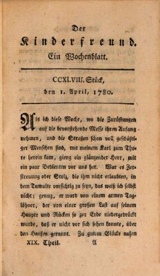 Der Kinderfreund Samstag 1. April 1780