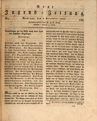 Neue Jugendzeitung (Bildungsblätter oder Zeitung für die Jugend) Montag 4. Dezember 1820