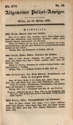 Allgemeiner Polizei-Anzeiger Sonntag 26. Februar 1843
