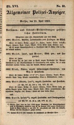 Allgemeiner Polizei-Anzeiger Freitag 21. April 1843