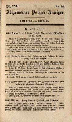 Allgemeiner Polizei-Anzeiger Mittwoch 31. Mai 1843
