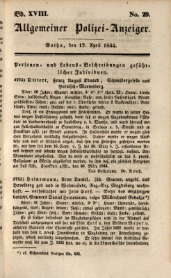 Allgemeiner Polizei-Anzeiger Freitag 12. April 1844
