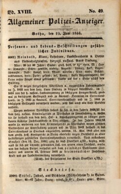 Allgemeiner Polizei-Anzeiger Mittwoch 19. Juni 1844