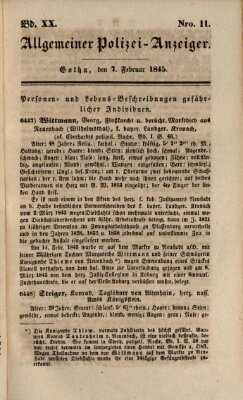 Allgemeiner Polizei-Anzeiger Freitag 7. Februar 1845