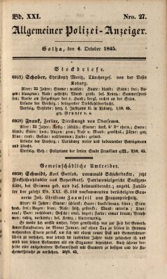 Allgemeiner Polizei-Anzeiger Samstag 4. Oktober 1845
