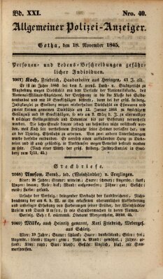 Allgemeiner Polizei-Anzeiger Dienstag 18. November 1845