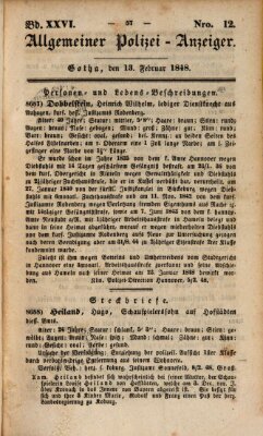 Allgemeiner Polizei-Anzeiger Sonntag 13. Februar 1848
