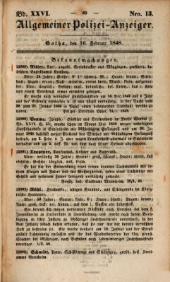 Allgemeiner Polizei-Anzeiger Mittwoch 16. Februar 1848