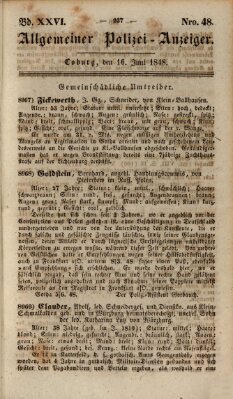 Allgemeiner Polizei-Anzeiger Freitag 16. Juni 1848