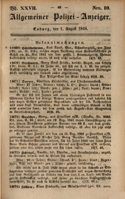 Allgemeiner Polizei-Anzeiger Dienstag 1. August 1848