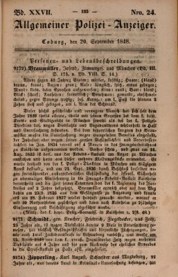 Allgemeiner Polizei-Anzeiger Mittwoch 20. September 1848