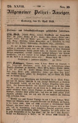 Allgemeiner Polizei-Anzeiger Sonntag 15. April 1849
