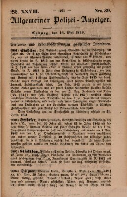 Allgemeiner Polizei-Anzeiger Freitag 18. Mai 1849