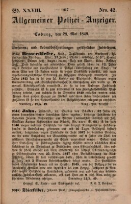 Allgemeiner Polizei-Anzeiger Dienstag 29. Mai 1849