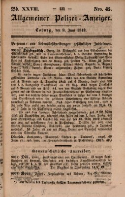 Allgemeiner Polizei-Anzeiger Freitag 8. Juni 1849
