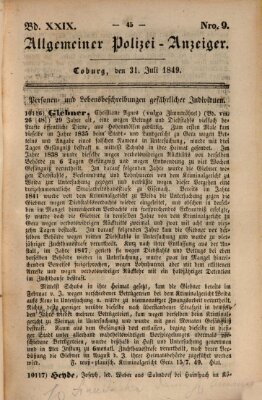 Allgemeiner Polizei-Anzeiger Dienstag 31. Juli 1849