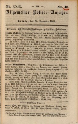 Allgemeiner Polizei-Anzeiger Samstag 24. November 1849