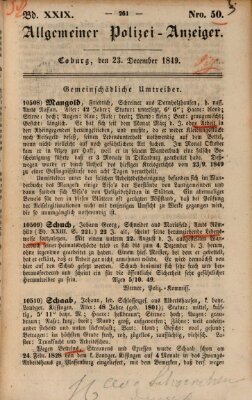 Allgemeiner Polizei-Anzeiger Sonntag 23. Dezember 1849