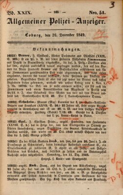Allgemeiner Polizei-Anzeiger Mittwoch 26. Dezember 1849