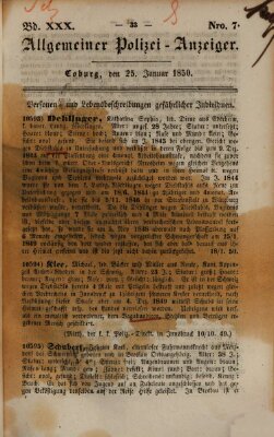 Allgemeiner Polizei-Anzeiger Freitag 25. Januar 1850